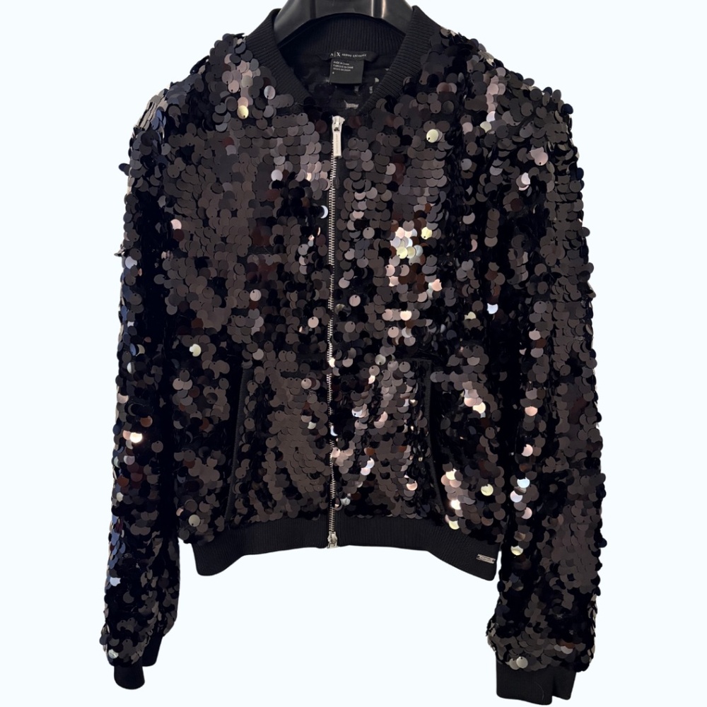 NWOT Armani Exchange Sequins Bomber Jacket Sz 8